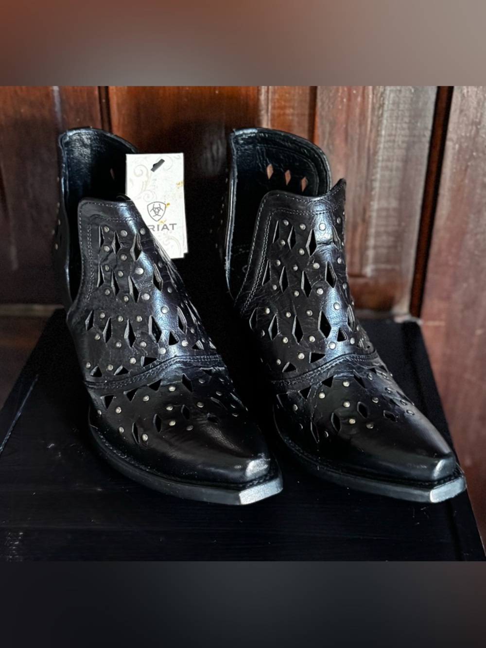 Ariat Women's Black Cutout Leather Ankle Booties